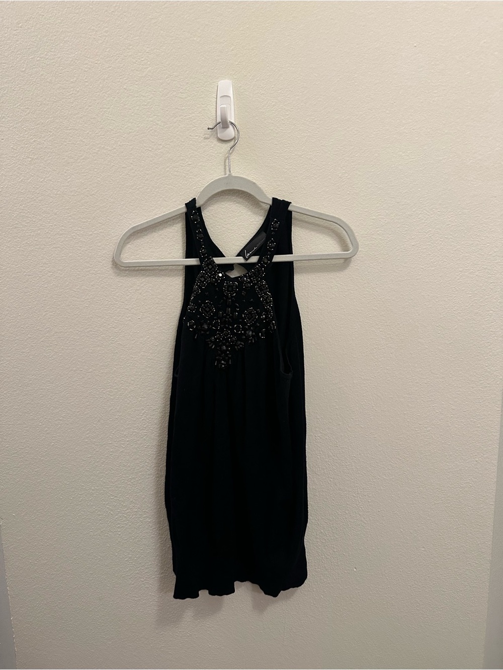 Lane Bryant Black Beaded Halter Tank Top